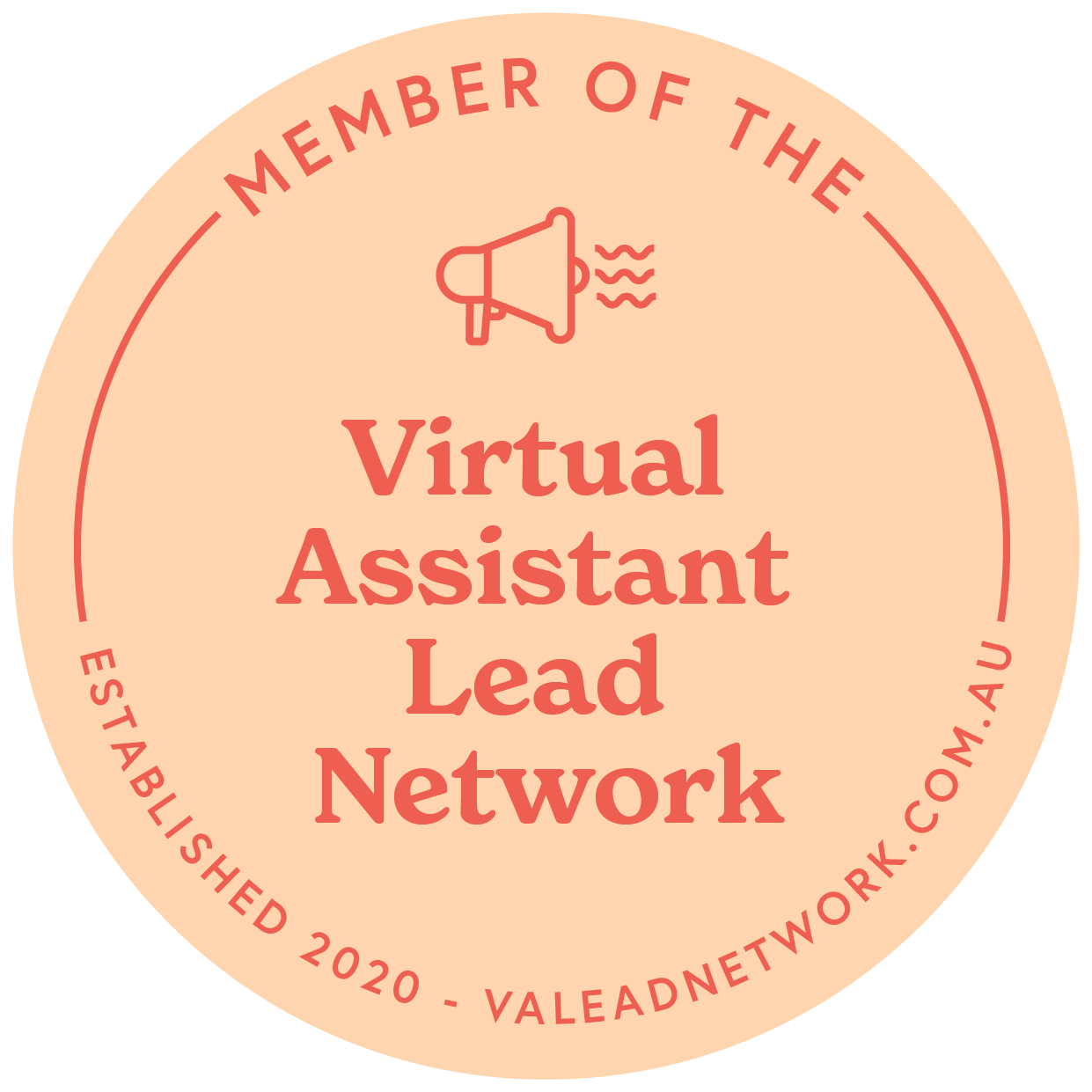 Badge showing that I am a member of the Virtual Assistant Lead Network.